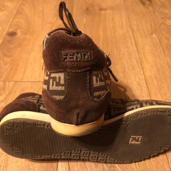 FENDI FF Monogram Suede and Canvas Fashion Sneakers - MADE IN ITALY - Picture 8 of 11